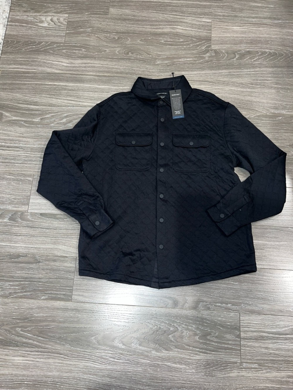 Kenneth Cole Black Quilted Shirt Jacket